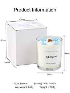Scented crystal candle gift set with blue rose wax and wooden wick, 240g wax, 50h burn time.