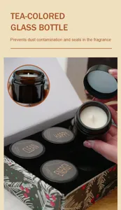 Tea-colored glass scented candle gift set with natural soy wax and long-lasting fragrance.