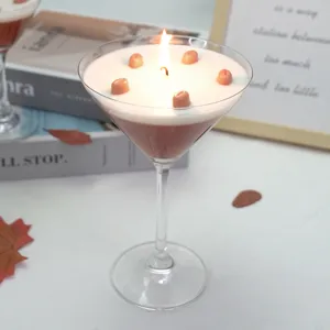 Soy Wax Scented Candle Martini Glass Shape Espresso Coffee Fragrance Candle For Home Decor Romantic Gift