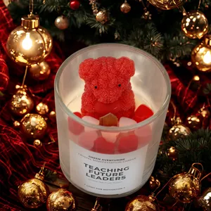 Christmas scented soy wax candle with cute rose bear and heart wax for holiday gifts.