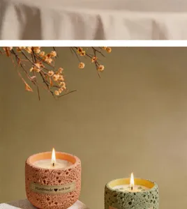 Handmade scented soy wax candle in textured planetary container home fragrance gift decor