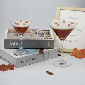 Martini glass coffee scented candles, romantic desktop decor and holiday gift, long burning.
