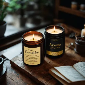 Scented soy wax candles in jar, long lasting fragrance for home decor and relaxing gift.