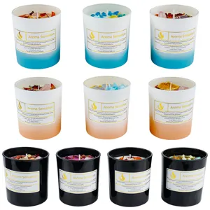 Luxuriöses handgefertigtes Duftkerzen-Geschenkset aus Sojawachs mit floralen Dekorationen