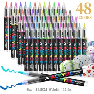 48 Colori Pennarelli Acrilici Set Punta a Pennello Graffiti DIY Arte Pittura Forniture