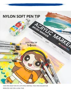 Set de rotuladores acrílicos con puntas de pincel suaves, ideal para arte y manualidades.