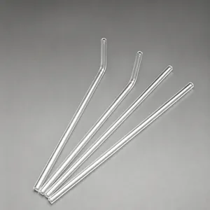 Clear glass drinking straws heat resistant straight bent reusable 6mm eco friendly set
