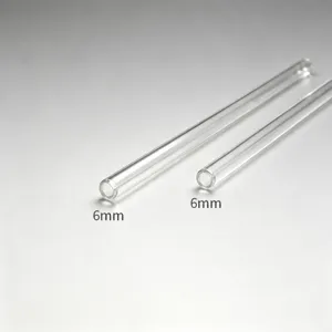 Transparent glass straw 6mm heat-resistant reusable drinking straw clear drinkware for juice