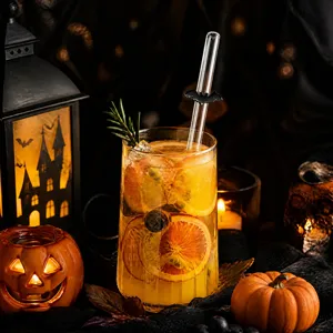 Halloween theme glass straw transparent heat resistant creative bat drinkware bar party