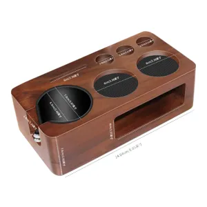 Holz Espresso Tamper Station 8-in-1 Multifunktionshalter Detailansicht mit Massen.