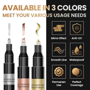 Metall Chrom Marker Stift Set flüssige Farbe Spiegel Effekt wasserdicht permanent 3 Stück