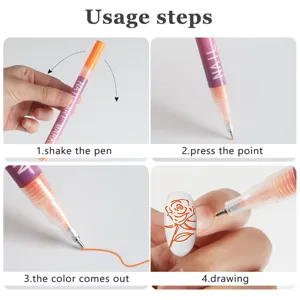Step-by-step visual guide for using the 0.5mm nail art graffiti pen for creative DIY designs