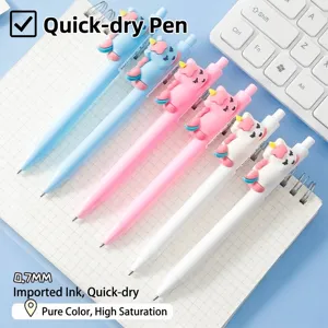 Simpatica Penna a Sfera Retrattile a Forma di Unicorno Cartoon 0.7mm Inchiostro Blu Penna per Studenti Ufficio Design Animale 3D