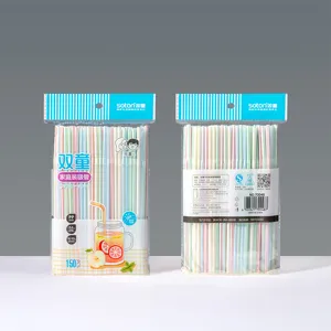 Kleurrijke flexibele plastic rietjes voor eenmalig gebruik, 150 stuks familieverpakking.