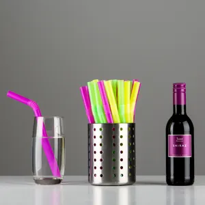 Disposable PP Plastic Drinking Straws Flexible Bended And Straight Colorful Juice Beverage Party Kitchen Supplies