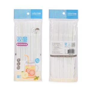 Flexibele drinkrietjes transparant 5x210mm wegwerp plastic rietjes 50st gezinsverpakking voor sapjes