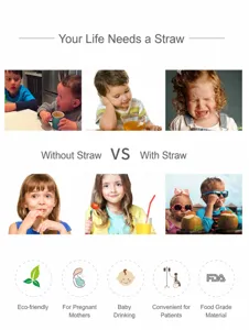 Glass straw detail scene showing kids using colorful drinking straws for daily drinks safely.