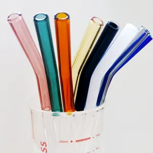 High Borosilicate Glass Drinking Straw Two Tone Splicing Creative Lip Protection Heat Resistant Transparent Straw