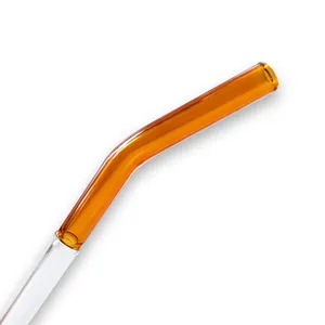 Amber clear glass straw detail close up heat resistant creative dual color drinkware piece.
