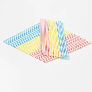 Disposable plastic striped flexible drinking straws, colorful bendable juice straws family pack.