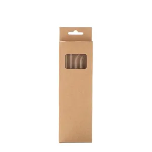 Eco-friendly glass straws set packed in a convenient kraft paper box with clear window.
