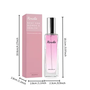 Spray relaxant pour le soin du corps 20ml flacon de parfum rose avec dimensions en détail