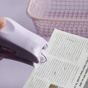 Mini grapadora morada removedor de grapas estudiante oficina papelería herramienta bonita