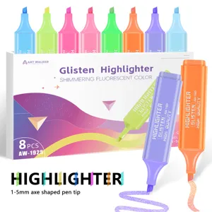 Glitter Highlighters Shimmering Fluorescent Marker Highlighting Pens Chisel Tip Flash Markers For Journaling Drawing Art School Office Supplies