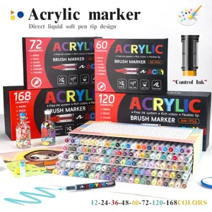 Set di Pennarelli Acrilici Liquidi Diretti Punta Morbida Impermeabile Penne per Pittura d'Arte per Diario Fai da Te Graffiti Forniture per Ufficio