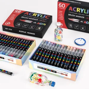 Set pennarelli acrilici punta a pennello DIY graffiti arte pittura forniture 60 colori
