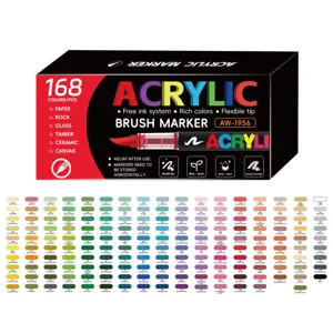 168 colori set pennarelli acrilici con punta a pennello flessibile per fai da te roccia vetro tela