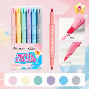 Morandi dubbelzijdige pastel markeerstiften set van 6, perfect voor bullet journaling en school.