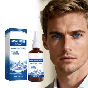 Spray nasal minéral à l'iode pour un nettoyage doux et quotidien, flacon 60ml avec boîte