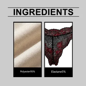 Close-up detail showing the 95% polyester and 5% elastane red and black lace fabric