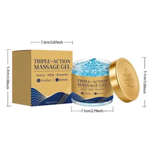 Detaillierte Größenangaben für 120g Triple-Action-Massagegel mit Arnika und MSM.