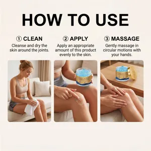 Schritt-für-Schritt-Anleitung zum Auftragen des Triple-Action-Gelenkmassagegels auf die Haut.