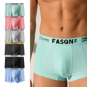 Men's Ice Silk Boxer Briefs Breathable Stretchy Comfortable Soft Daily Boxer Underwear