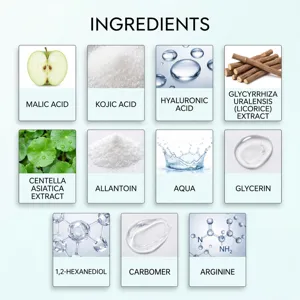 Lista detallada de ingredientes de la esencia para axilas con ácido kójico y hialurónico