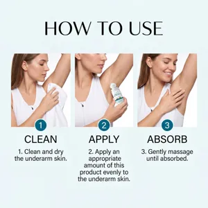Guía visual paso a paso sobre cómo usar el sérum roll-on para axilas y frescura cutánea