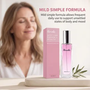 Spray corporel relaxant pour femmes, flacon vaporisateur portable de 20ml apaisant.