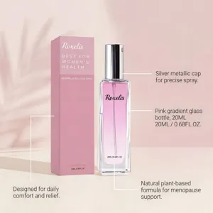 Spray de soin corporel pour femmes 20ml flacon en verre dégradé rose avec capuchon argenté.
