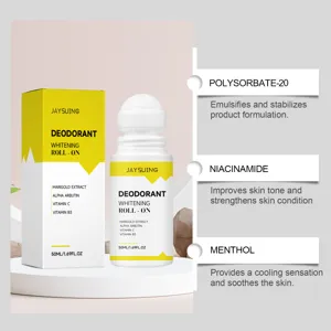 Detalle de los ingredientes del desodorante roll-on aclarante con Niacinamida y Mentol