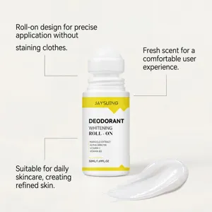 Primer plano del desodorante roll-on JAYSUING con ingredientes y textura de crema suavizante