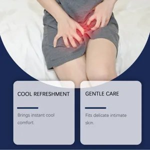 Détail du patch de soin féminin montrant un effet rafraîchissant et apaisant doux