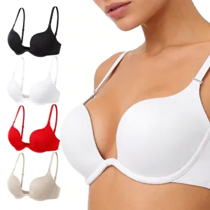 Comfortable deep V push-up bra seamless breathable invisible daily underwear in 4 colors