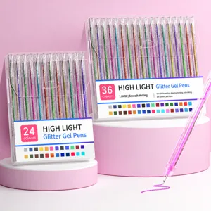 Glitter gel pen set 24 36 colors 1.0mm tip sparkling ink drawing stationery supplies for DIY crafts