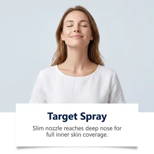 Spray nasal avec buse fine pour une couverture nasale profonde et un nettoyage doux