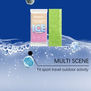 Detailansicht erfrischender Körperwipes mit Kühleffekt, ideal für Sport, Reisen und Outdoor.