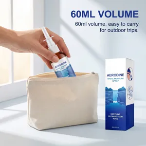 Spray nasal Aerodine 60ml placé dans une pochette de voyage pour soins quotidiens