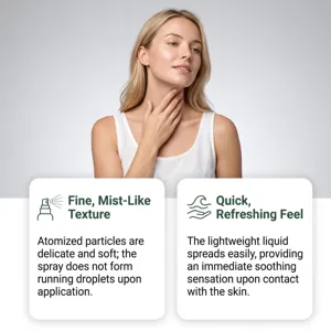 Nasal care spray featuring fine mist texture and quick refreshing feel for daily use.